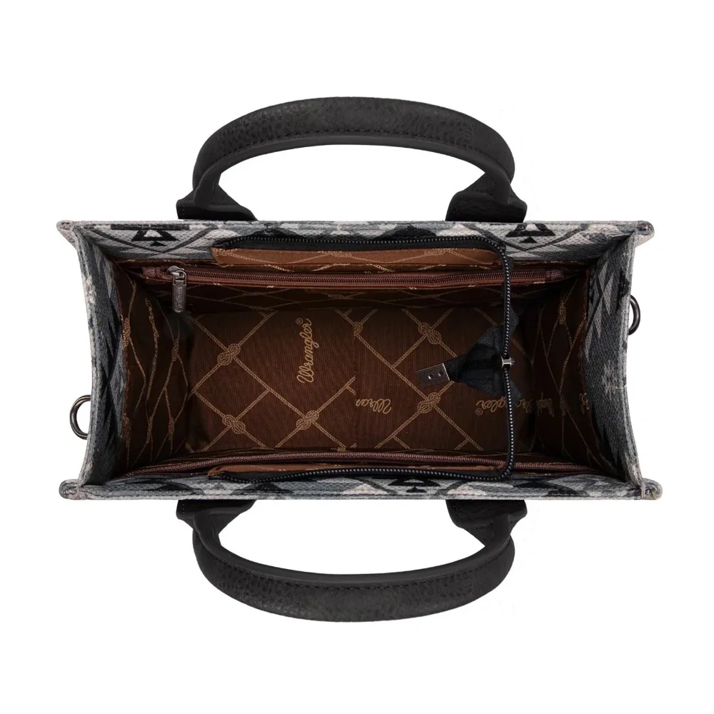 Wrangler Aztec Pattern Dual Sided Print -Tote/Crossbody -Black
